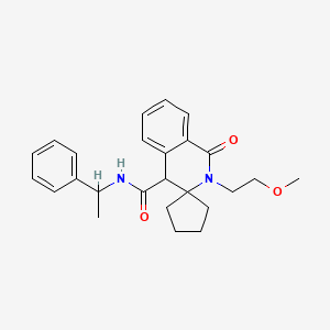 molecular formula C25H30N2O3 B10985676 2'-(2-methoxyethyl)-1'-oxo-N-(1-phenylethyl)-1',4'-dihydro-2'H-spiro[cyclopentane-1,3'-isoquinoline]-4'-carboxamide 