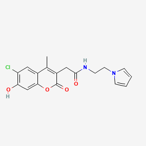 molecular formula C18H17ClN2O4 B10985716 2-(6-chloro-7-hydroxy-4-methyl-2-oxo-2H-chromen-3-yl)-N-[2-(1H-pyrrol-1-yl)ethyl]acetamide 