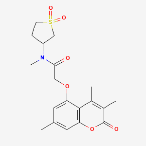 molecular formula C19H23NO6S B10985738 N-(1,1-dioxidotetrahydrothiophen-3-yl)-N-methyl-2-((3,4,7-trimethyl-2-oxo-2H-chromen-5-yl)oxy)acetamide 