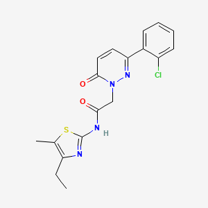 molecular formula C18H17ClN4O2S B10985749 2-[3-(2-chlorophenyl)-6-oxopyridazin-1(6H)-yl]-N-[(2Z)-4-ethyl-5-methyl-1,3-thiazol-2(3H)-ylidene]acetamide 