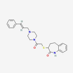 2-[(2-hydroxy-4,5-dihydro-3H-1-benzazepin-3-yl)sulfanyl]-1-{4-[(2E)-3-phenylprop-2-en-1-yl]piperazin-1-yl}ethanone