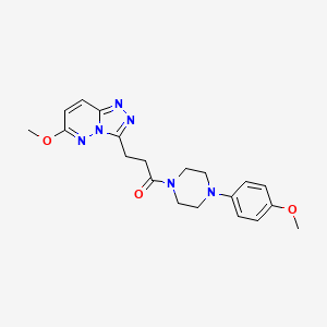 molecular formula C20H24N6O3 B10985778 1-[4-(4-Methoxyphenyl)piperazin-1-yl]-3-(6-methoxy[1,2,4]triazolo[4,3-b]pyridazin-3-yl)propan-1-one 