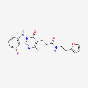 3-(10-fluoro-2-methyl-4-oxo-1,4-dihydropyrimido[1,2-b]indazol-3-yl)-N-[2-(furan-2-yl)ethyl]propanamide