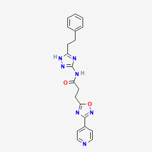 molecular formula C20H19N7O2 B10985826 N-[3-(2-phenylethyl)-1H-1,2,4-triazol-5-yl]-3-[3-(pyridin-4-yl)-1,2,4-oxadiazol-5-yl]propanamide 