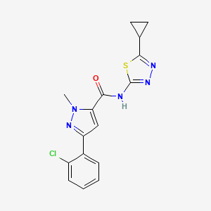 molecular formula C16H14ClN5OS B10985859 3-(2-chlorophenyl)-N-(5-cyclopropyl-1,3,4-thiadiazol-2-yl)-1-methyl-1H-pyrazole-5-carboxamide 