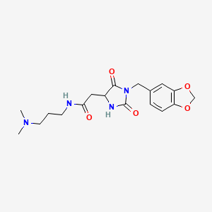 molecular formula C18H24N4O5 B10985917 2-[1-(1,3-benzodioxol-5-ylmethyl)-2-hydroxy-5-oxo-4,5-dihydro-1H-imidazol-4-yl]-N-[3-(dimethylamino)propyl]acetamide 