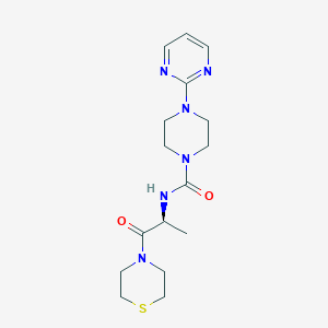 molecular formula C16H24N6O2S B10985929 N-[(2S)-1-oxo-1-(thiomorpholin-4-yl)propan-2-yl]-4-(pyrimidin-2-yl)piperazine-1-carboxamide 