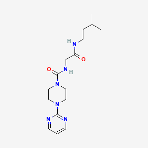 molecular formula C16H26N6O2 B10985935 N-{2-[(3-methylbutyl)amino]-2-oxoethyl}-4-(pyrimidin-2-yl)piperazine-1-carboxamide 