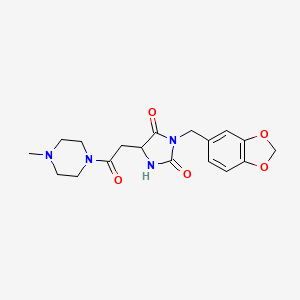 molecular formula C18H22N4O5 B10985938 3-(1,3-benzodioxol-5-ylmethyl)-2-hydroxy-5-[2-(4-methylpiperazin-1-yl)-2-oxoethyl]-3,5-dihydro-4H-imidazol-4-one 