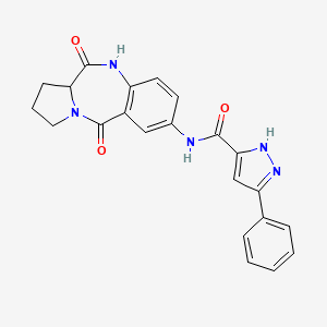 molecular formula C22H19N5O3 B10986049 N-(5,11-dioxo-2,3,5,10,11,11a-hexahydro-1H-pyrrolo[2,1-c][1,4]benzodiazepin-7-yl)-3-phenyl-1H-pyrazole-5-carboxamide 