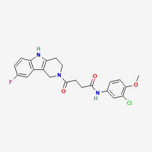 molecular formula C22H21ClFN3O3 B10986075 N-(3-chloro-4-methoxyphenyl)-4-(8-fluoro-1,3,4,5-tetrahydro-2H-pyrido[4,3-b]indol-2-yl)-4-oxobutanamide 