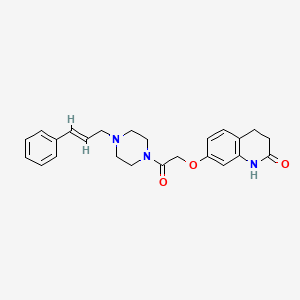 molecular formula C24H27N3O3 B10986097 2-[(2-hydroxy-3,4-dihydroquinolin-7-yl)oxy]-1-{4-[(2E)-3-phenylprop-2-en-1-yl]piperazin-1-yl}ethanone 