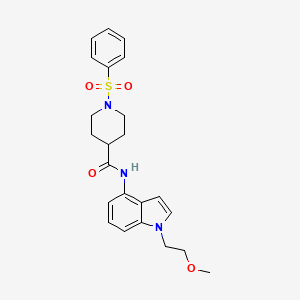 molecular formula C23H27N3O4S B10986148 N-[1-(2-methoxyethyl)-1H-indol-4-yl]-1-(phenylsulfonyl)piperidine-4-carboxamide 