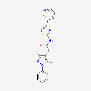 molecular formula C21H19N5OS B10986161 2-(3,5-dimethyl-1-phenyl-1H-pyrazol-4-yl)-N-(4-(pyridin-3-yl)thiazol-2-yl)acetamide 