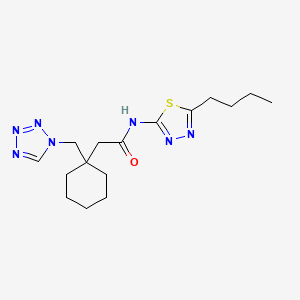 molecular formula C16H25N7OS B10986205 N-[(2E)-5-butyl-1,3,4-thiadiazol-2(3H)-ylidene]-2-[1-(1H-tetrazol-1-ylmethyl)cyclohexyl]acetamide 