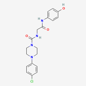 molecular formula C19H21ClN4O3 B10986213 4-(4-chlorophenyl)-N-{2-[(4-hydroxyphenyl)amino]-2-oxoethyl}piperazine-1-carboxamide 