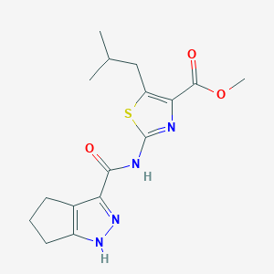 Methyl 5-(2-methylpropyl)-2-[(1,4,5,6-tetrahydrocyclopenta[c]pyrazol-3-ylcarbonyl)amino]-1,3-thiazole-4-carboxylate