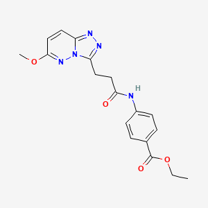 molecular formula C18H19N5O4 B10986245 Ethyl 4-{[3-(6-methoxy[1,2,4]triazolo[4,3-b]pyridazin-3-yl)propanoyl]amino}benzoate 