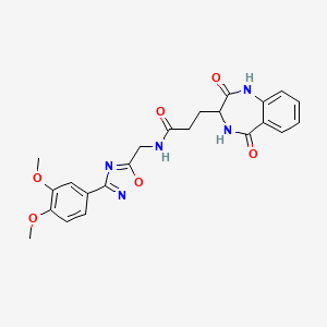 molecular formula C23H23N5O6 B10986257 N-{[3-(3,4-dimethoxyphenyl)-1,2,4-oxadiazol-5-yl]methyl}-3-(2,5-dioxo-2,3,4,5-tetrahydro-1H-1,4-benzodiazepin-3-yl)propanamide 