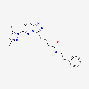 molecular formula C22H25N7O B10986291 4-[6-(3,5-dimethyl-1H-pyrazol-1-yl)[1,2,4]triazolo[4,3-b]pyridazin-3-yl]-N-(2-phenylethyl)butanamide 