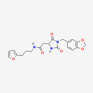 molecular formula C20H21N3O6 B10986413 2-[1-(1,3-benzodioxol-5-ylmethyl)-2-hydroxy-5-oxo-4,5-dihydro-1H-imidazol-4-yl]-N-[3-(furan-2-yl)propyl]acetamide 