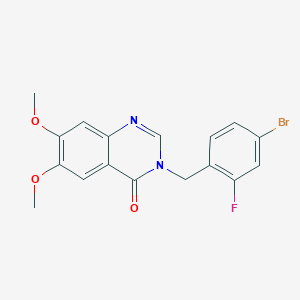 molecular formula C17H14BrFN2O3 B10986432 3-(4-bromo-2-fluorobenzyl)-6,7-dimethoxyquinazolin-4(3H)-one 