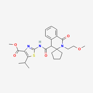 molecular formula C25H31N3O5S B10986434 methyl 5-isopropyl-2-(2'-(2-methoxyethyl)-1'-oxo-2',4'-dihydro-1'H-spiro[cyclopentane-1,3'-isoquinolin]-4'-ylcarboxamido)thiazole-4-carboxylate 