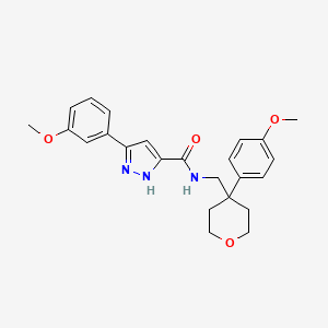 5-(3-methoxyphenyl)-N-{[4-(4-methoxyphenyl)tetrahydro-2H-pyran-4-yl]methyl}-1H-pyrazole-3-carboxamide