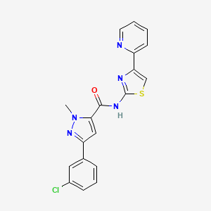 molecular formula C19H14ClN5OS B10986461 3-(3-chlorophenyl)-1-methyl-N-[4-(pyridin-2-yl)-1,3-thiazol-2-yl]-1H-pyrazole-5-carboxamide 