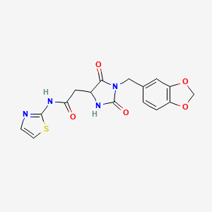 2-[1-(1,3-benzodioxol-5-ylmethyl)-2,5-dioxoimidazolidin-4-yl]-N-(1,3-thiazol-2-yl)acetamide