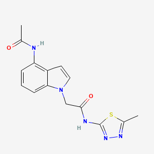 molecular formula C15H15N5O2S B10986508 2-(4-acetamido-1H-indol-1-yl)-N-(5-methyl-1,3,4-thiadiazol-2-yl)acetamide 