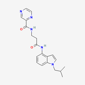 N-(3-{[1-(2-methylpropyl)-1H-indol-4-yl]amino}-3-oxopropyl)pyrazine-2-carboxamide