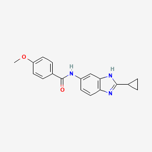 molecular formula C18H17N3O2 B10986548 N-(2-cyclopropyl-1H-benzimidazol-5-yl)-4-methoxybenzamide 