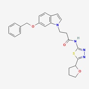 molecular formula C24H24N4O3S B10986667 3-(6-(benzyloxy)-1H-indol-1-yl)-N-(5-(tetrahydrofuran-2-yl)-1,3,4-thiadiazol-2-yl)propanamide 