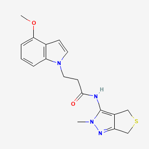 3-(4-methoxy-1H-indol-1-yl)-N-(2-methyl-2,6-dihydro-4H-thieno[3,4-c]pyrazol-3-yl)propanamide