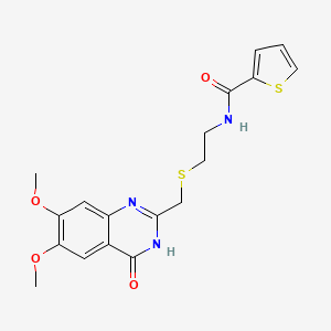 molecular formula C18H19N3O4S2 B10986800 N-(2-{[(4-hydroxy-6,7-dimethoxyquinazolin-2-yl)methyl]sulfanyl}ethyl)thiophene-2-carboxamide 