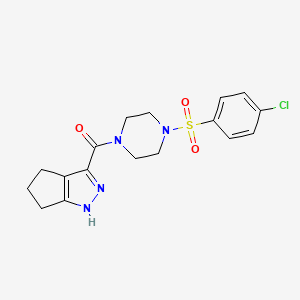 {4-[(4-Chlorophenyl)sulfonyl]piperazin-1-yl}(2,4,5,6-tetrahydrocyclopenta[c]pyrazol-3-yl)methanone