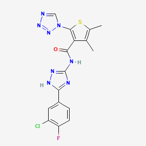 N-[5-(3-chloro-4-fluorophenyl)-1H-1,2,4-triazol-3-yl]-4,5-dimethyl-2-(1H-tetraazol-1-yl)-3-thiophenecarboxamide