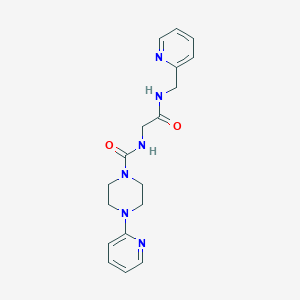 molecular formula C18H22N6O2 B10986958 N-{2-oxo-2-[(pyridin-2-ylmethyl)amino]ethyl}-4-(pyridin-2-yl)piperazine-1-carboxamide 