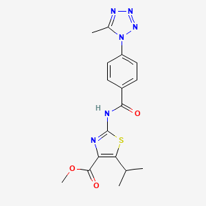 molecular formula C17H18N6O3S B10986966 methyl 2-({[4-(5-methyl-1H-tetrazol-1-yl)phenyl]carbonyl}amino)-5-(propan-2-yl)-1,3-thiazole-4-carboxylate 