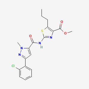 molecular formula C19H19ClN4O3S B10986974 methyl 2-({[3-(2-chlorophenyl)-1-methyl-1H-pyrazol-5-yl]carbonyl}amino)-5-propyl-1,3-thiazole-4-carboxylate 