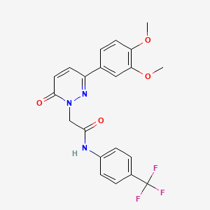 molecular formula C21H18F3N3O4 B10986975 2-(3-(3,4-dimethoxyphenyl)-6-oxopyridazin-1(6H)-yl)-N-(4-(trifluoromethyl)phenyl)acetamide 