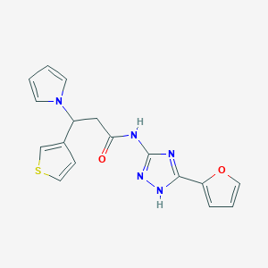 molecular formula C17H15N5O2S B10987012 N-[3-(2-furyl)-1H-1,2,4-triazol-5-yl]-3-(1H-pyrrol-1-yl)-3-(3-thienyl)propanamide 