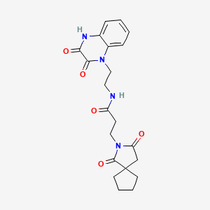 molecular formula C21H24N4O5 B10987037 3-(1,3-dioxo-2-azaspiro[4.4]non-2-yl)-N-[2-(3-hydroxy-2-oxoquinoxalin-1(2H)-yl)ethyl]propanamide 