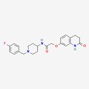 molecular formula C23H26FN3O3 B10987068 N-[1-(4-fluorobenzyl)piperidin-4-yl]-2-[(2-hydroxy-3,4-dihydroquinolin-7-yl)oxy]acetamide 