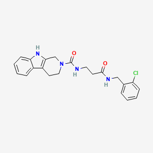 molecular formula C22H23ClN4O2 B10987069 N-{3-[(2-chlorobenzyl)amino]-3-oxopropyl}-1,3,4,9-tetrahydro-2H-beta-carboline-2-carboxamide 