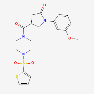 molecular formula C20H23N3O5S2 B10987085 1-(3-Methoxyphenyl)-4-{[4-(thiophen-2-ylsulfonyl)piperazin-1-yl]carbonyl}pyrrolidin-2-one 