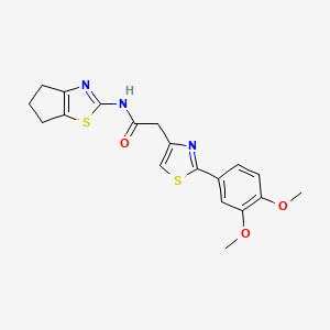 molecular formula C19H19N3O3S2 B10987124 2-[2-(3,4-dimethoxyphenyl)-1,3-thiazol-4-yl]-N-[(2Z)-3,4,5,6-tetrahydro-2H-cyclopenta[d][1,3]thiazol-2-ylidene]acetamide 