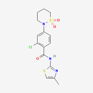 molecular formula C15H16ClN3O3S2 B10987161 2-chloro-4-(1,1-dioxido-1,2-thiazinan-2-yl)-N-[(2E)-4-methyl-1,3-thiazol-2(3H)-ylidene]benzamide 