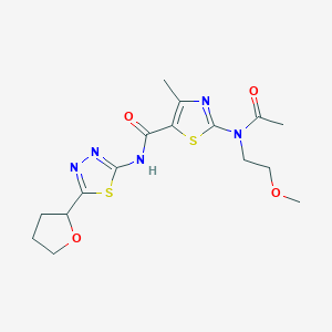 molecular formula C16H21N5O4S2 B10987180 2-[acetyl(2-methoxyethyl)amino]-4-methyl-N-[(2E)-5-(tetrahydrofuran-2-yl)-1,3,4-thiadiazol-2(3H)-ylidene]-1,3-thiazole-5-carboxamide 